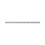 Long LED strip with warm white LEDs on silver board for versatile lighting applications