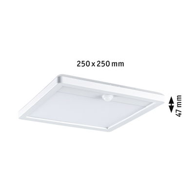 Plafonnier LED carré blanc en plastique avec détecteur de mouvement, 250x250 mm, éclairage économique