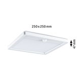 Plafonnier LED carré blanc en plastique avec détecteur de mouvement, 250x250 mm, éclairage économique
