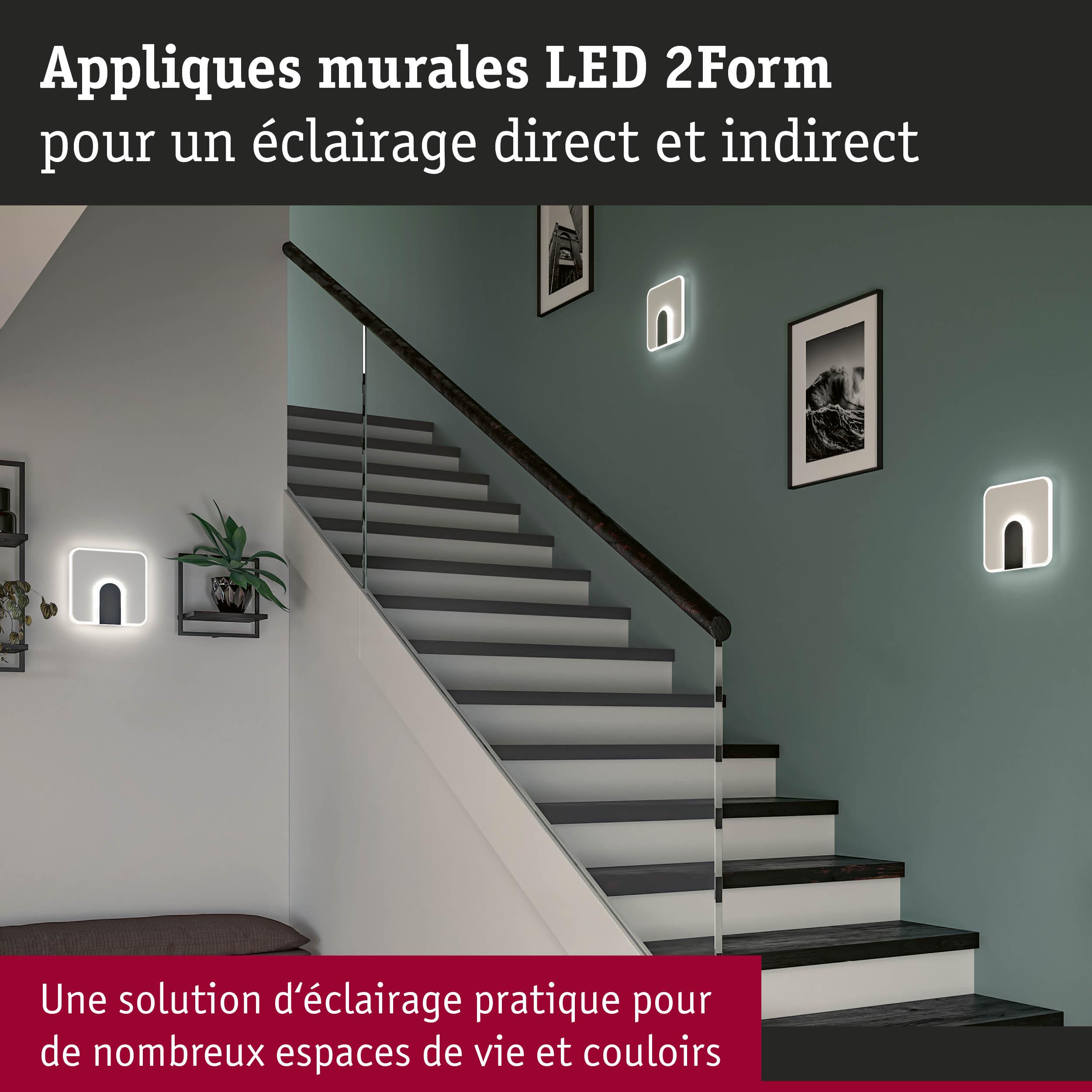 Appliques murales LED blanches 2Form pour éclairage direct et indirect dans escaliers et couloirs