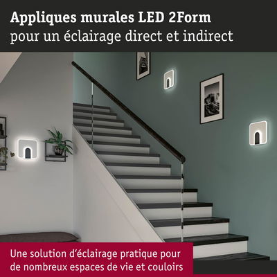 Appliques murales LED blanches 2Form pour éclairage direct et indirect dans escaliers et couloirs