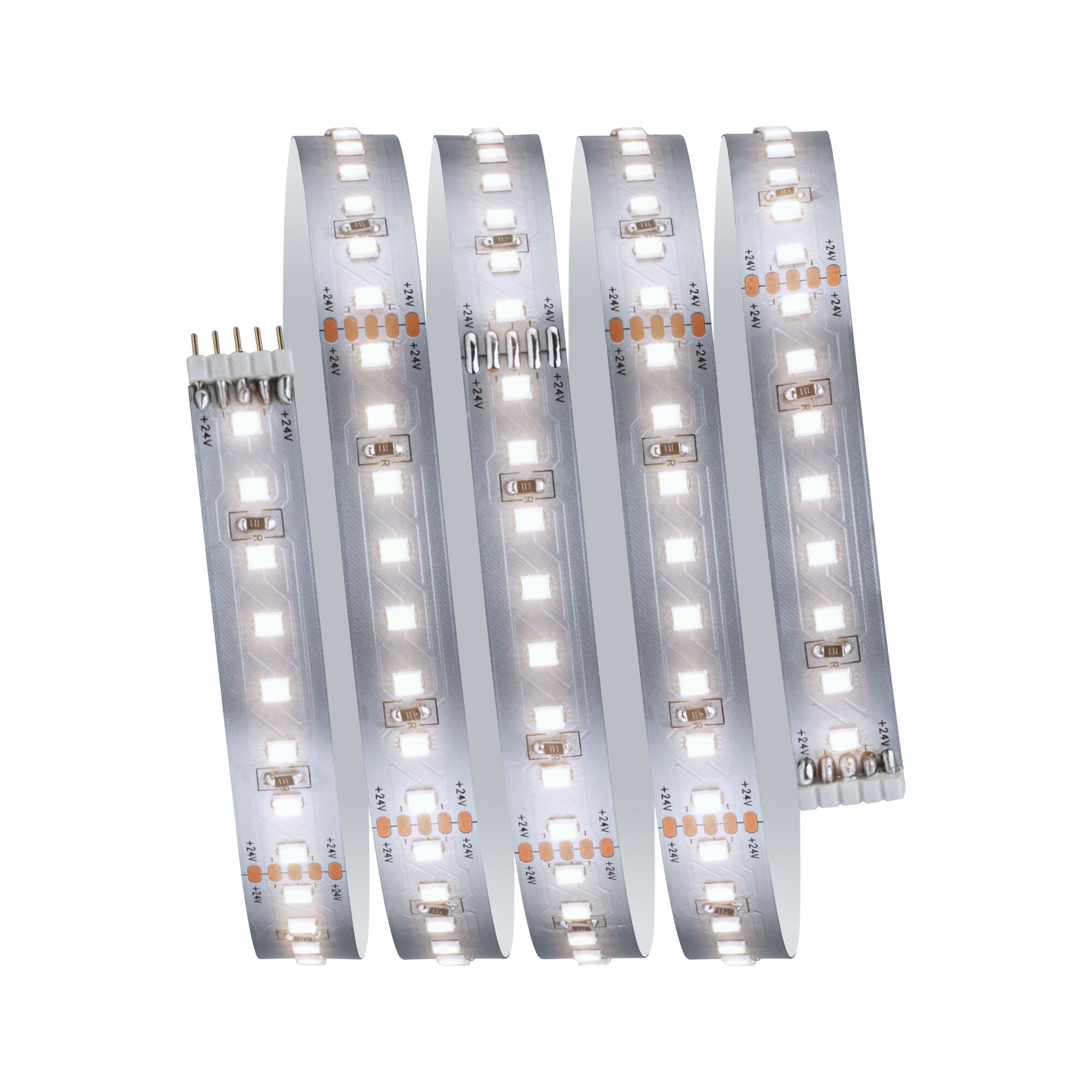 Flexible weiße LED-Lichtleiste mit 24V Anschluss für moderne Beleuchtungslösungen im Innenbereich