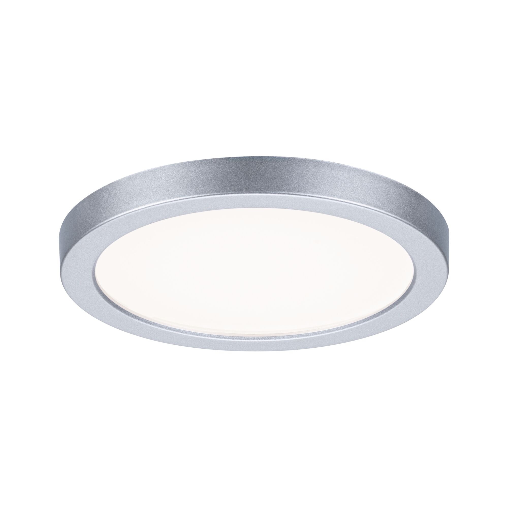 Plafonnier LED rond en aluminium argenté avec diffuseur blanc pour éclairage moderne