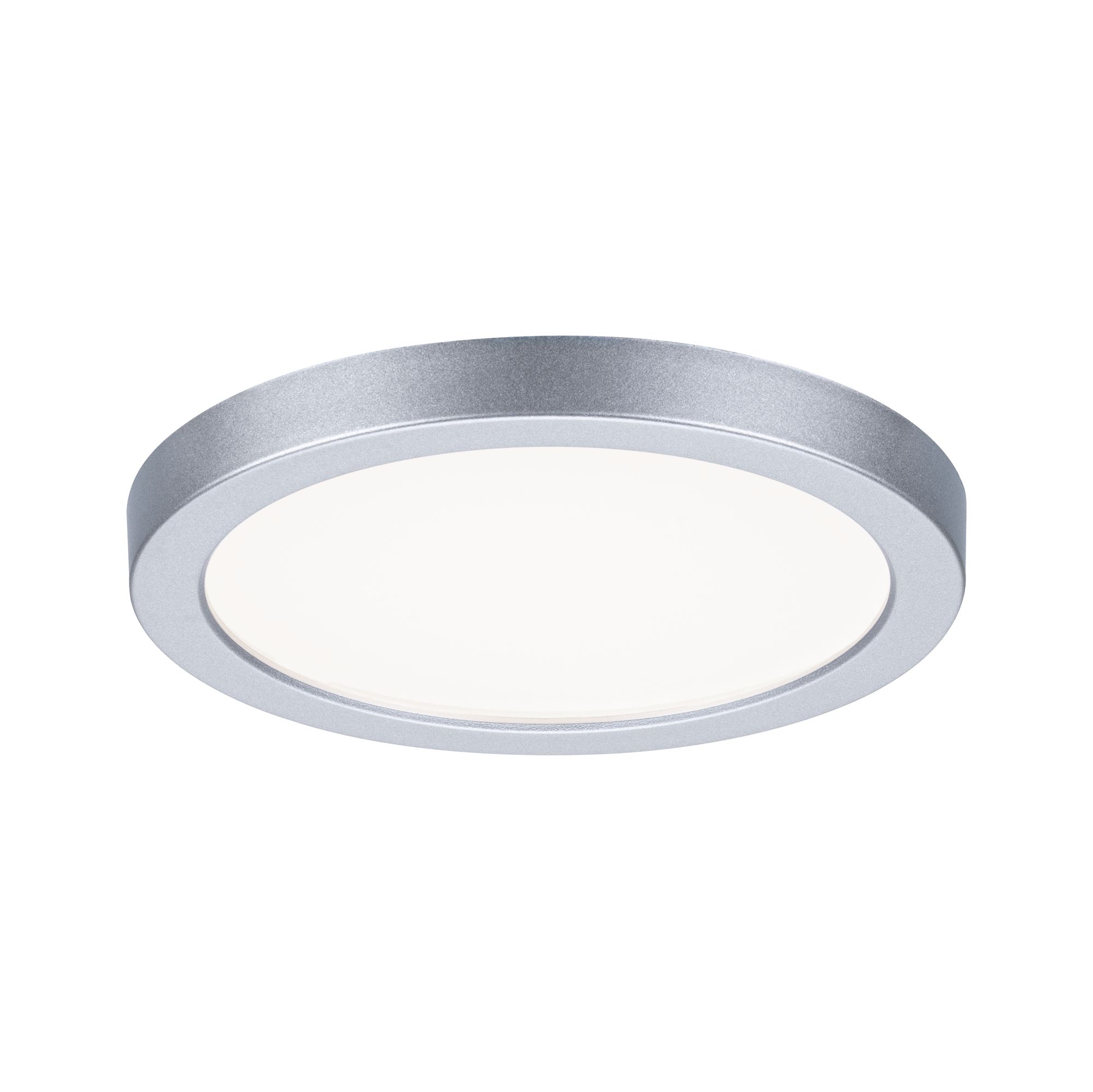 Rundes LED-Deckenlicht mit silbernem Aluminiumrahmen und weißem Diffusor für moderne Raumbeleuchtung