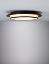 Round black metal ceiling light with warm white LED for modern home lighting