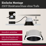 Einbau-LED-Spot in Weiß und Schwarz mit 55 mm Einbautiefe und Anschlussbox für 230V Direktanschluss