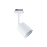 Modern white metal LED spotlight for track systems, dimmable and adjustable lighting