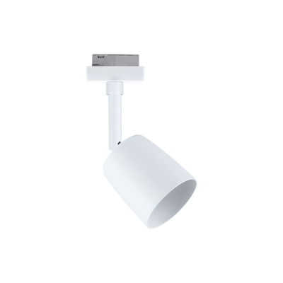 Modern white metal LED spotlight for track systems, dimmable and adjustable lighting