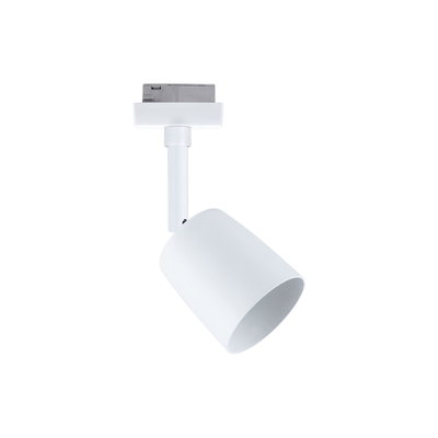 Modern white metal LED spotlight for track systems, dimmable and adjustable lighting