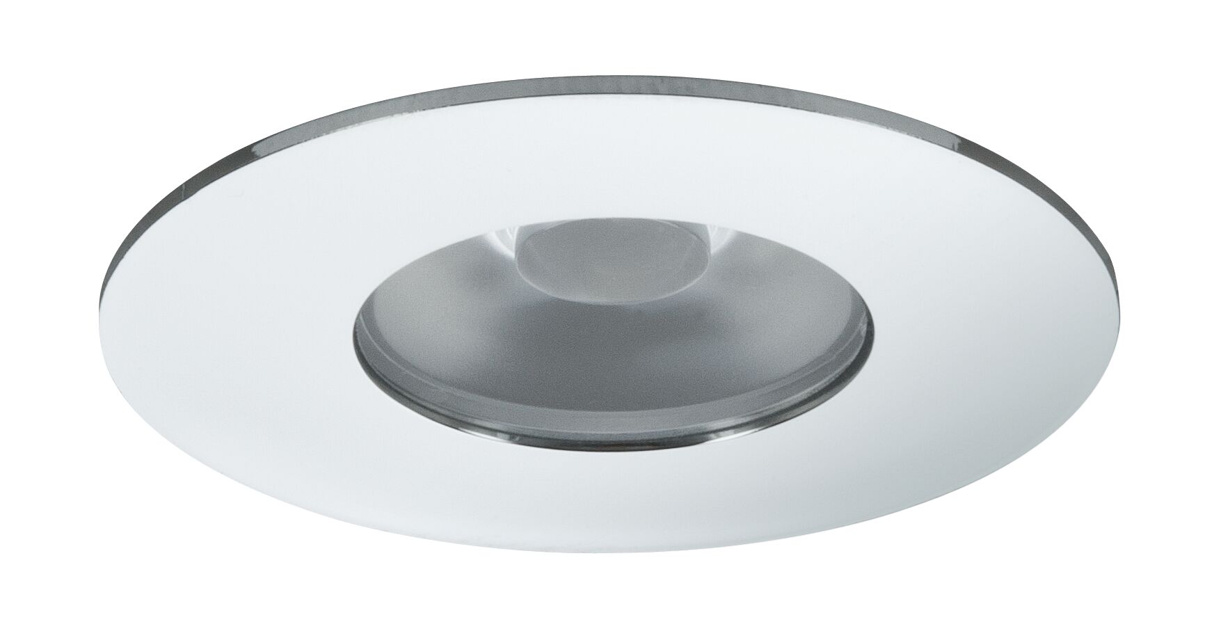 Round white recessed light with glass lens, LED ceiling fixture for modern indoor lighting