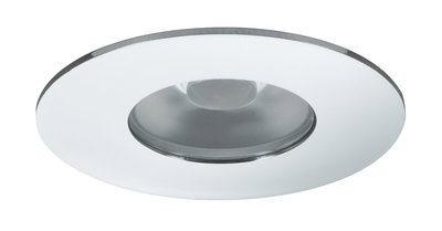 Round white recessed light with glass lens, LED ceiling fixture for modern indoor lighting