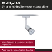 Spot URail Spot Salt minimaliste en argent mat pour éclairage LED intérieur flexible