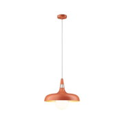 Lampa wisząca metalowa w kolorze pomarańczowym z ciepłym światłem do nowoczesnych wnętrz