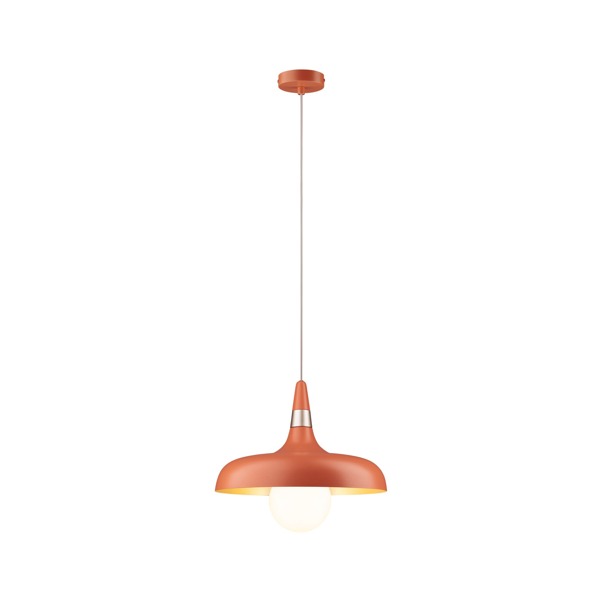 Hängelampe aus Metall in Orange mit warmweißem Leuchtmittel für moderne Wohnräume