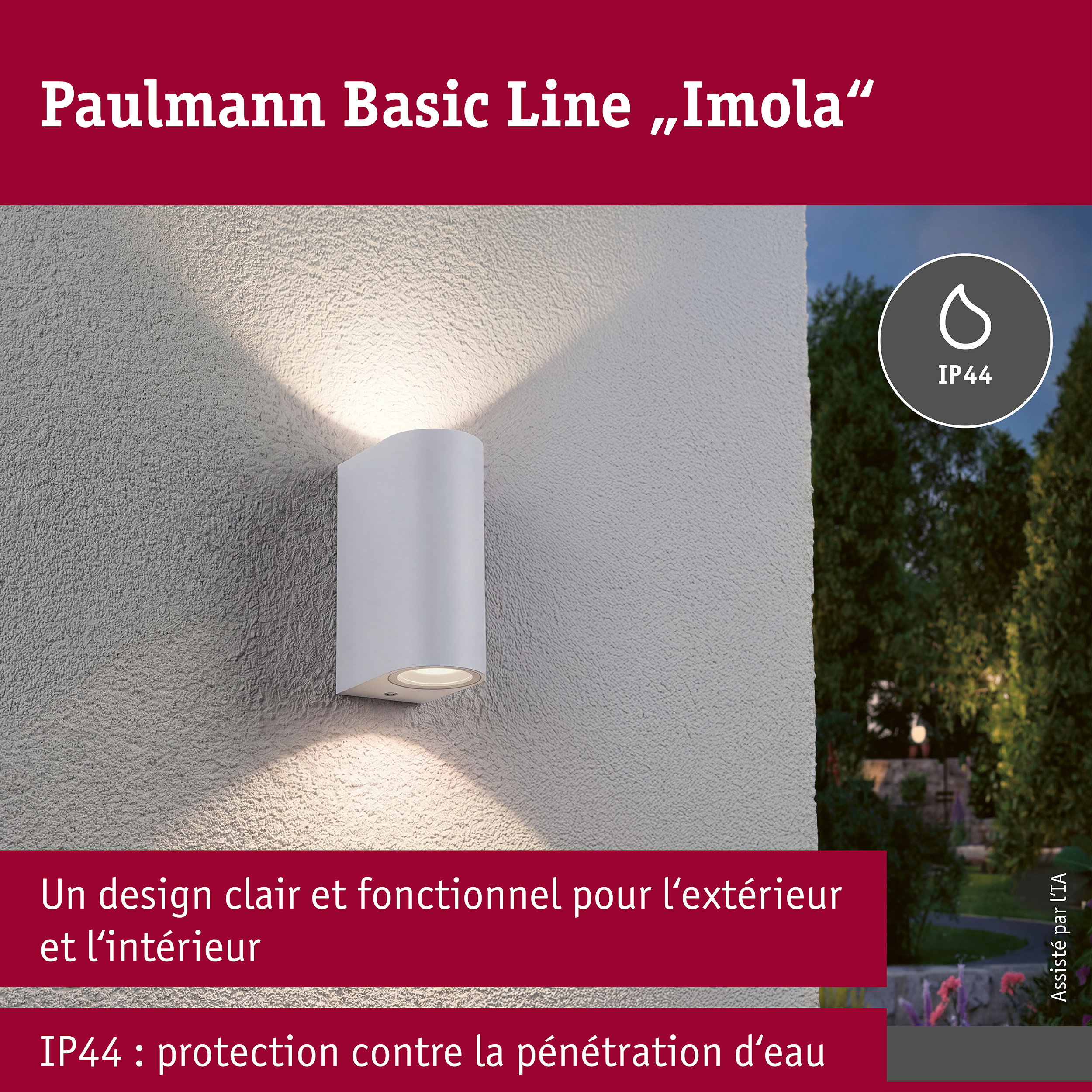 Applique Perugia IP44 GU10 230V max. 2x10W Blanc dépoli