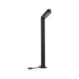 Black metal LED outdoor light with rectangular head and cable connection for garden lighting