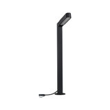 Black metal LED outdoor light with rectangular head and cable connection for garden lighting