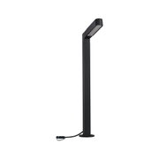 Black metal LED outdoor light with rectangular head and cable connection for garden lighting