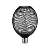Ampoule LED avec grille métallique noire et filament décoratif pour un éclairage moderne