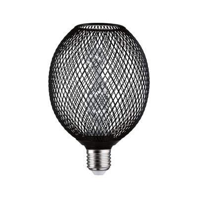 LED bulb with black metal mesh and decorative filament for modern lighting design