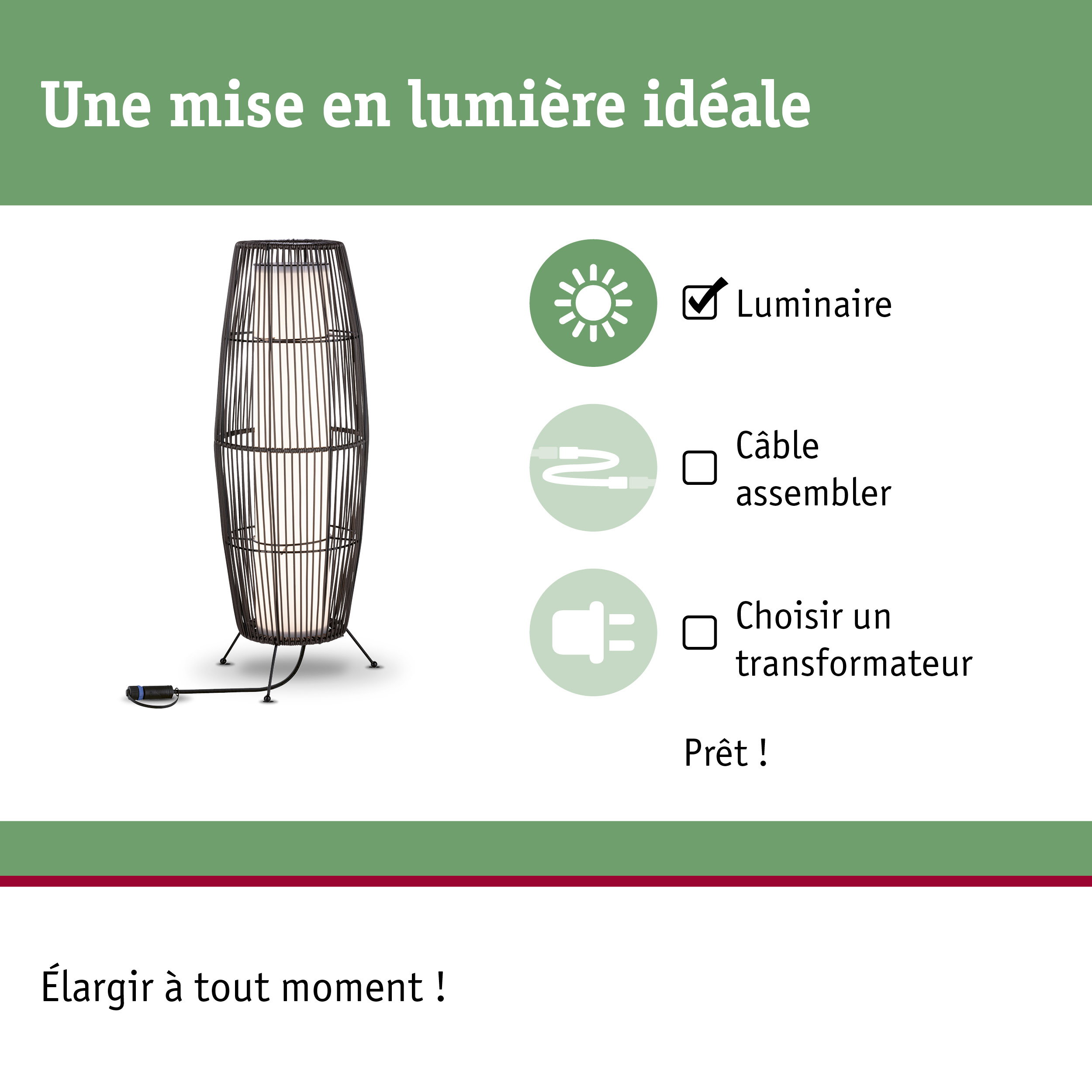 Lampadaire moderne avec structure métallique noire et source lumineuse blanche pour éclairage intérieur