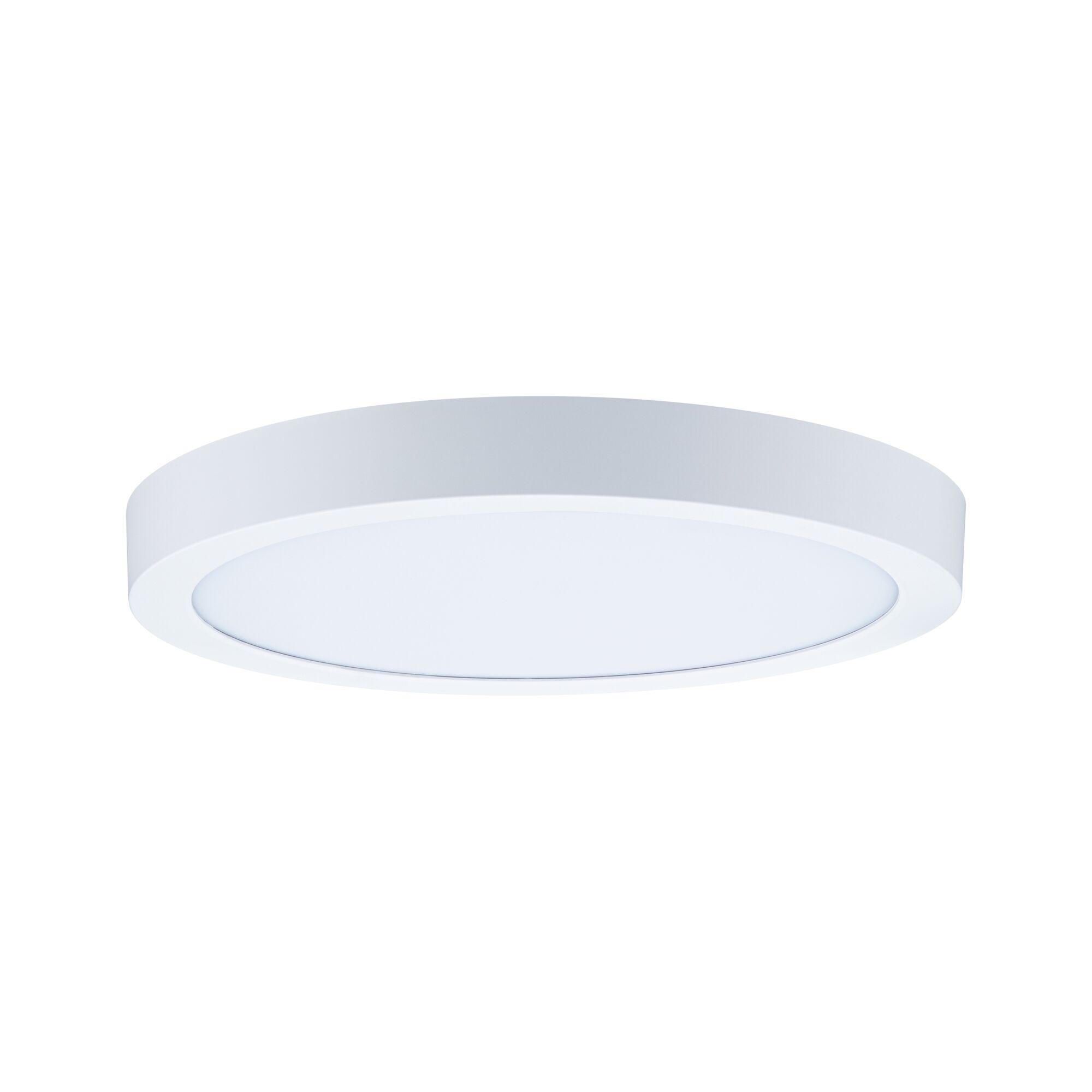 Round white LED ceiling light made of plastic for modern room lighting and energy-saving illumination