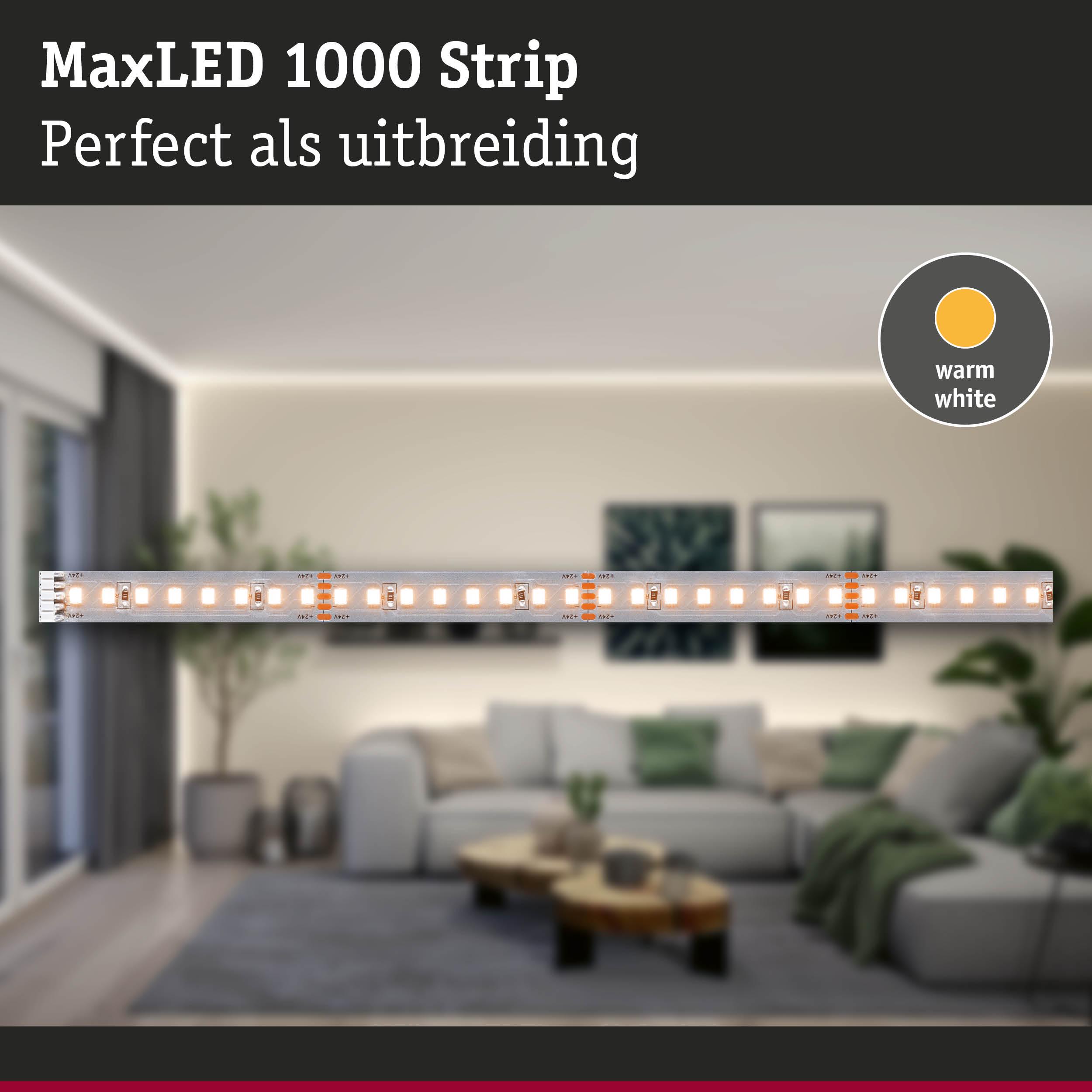 MaxLED 1000 Strip warmwit LED-lichtstrip voor sfeerverlichting en uitbreiding van ruimtes