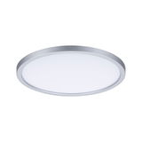 Round LED ceiling light with silver aluminum frame and white diffuser for modern room lighting