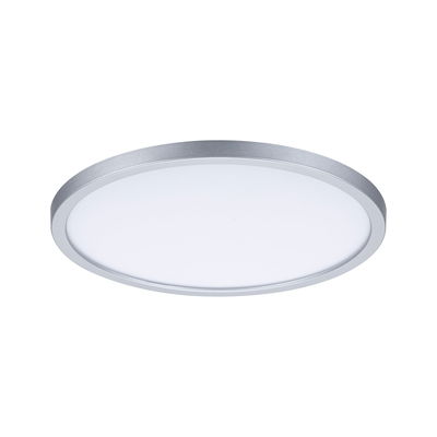 Round LED ceiling light with silver aluminum frame and white diffuser for modern room lighting