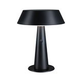 Modern black metal table lamp with conical base and wide shade ideal for stylish home lighting