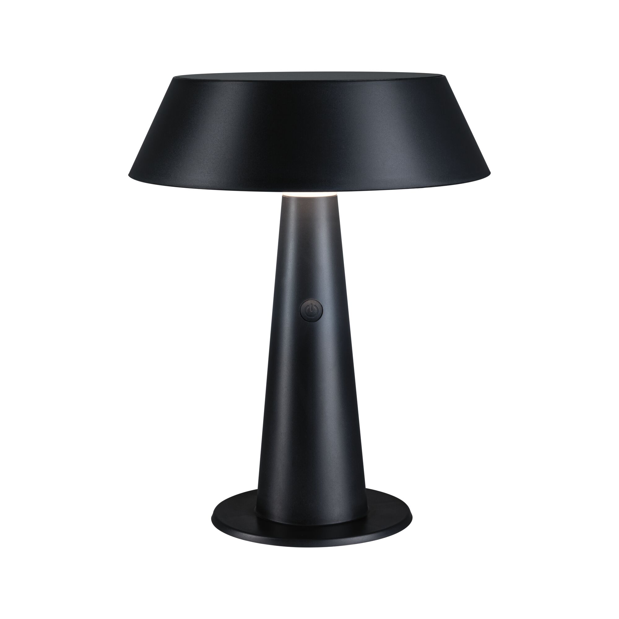 Modern black metal table lamp with conical base and wide shade ideal for stylish home lighting