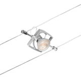 Spot LED câble en métal argenté avec tête réglable pour un éclairage moderne et flexible