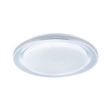 Round white LED ceiling light with star effect and modern design for living spaces.