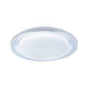 Plafonnier LED rond blanc avec effet étoilé et design moderne pour espaces de vie.