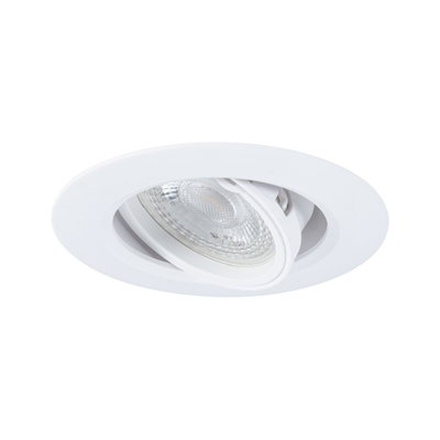 White plastic recessed spotlight with adjustable reflector for focused LED lighting