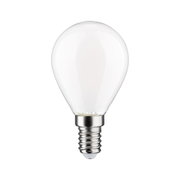 Small LED bulb with frosted white glass and E14 base for energy-efficient lighting