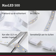 MaxLED 500 LED-strip met 64 LEDs/m, zelfklevend, in te korten en met eenvoudige stekkerverbinding