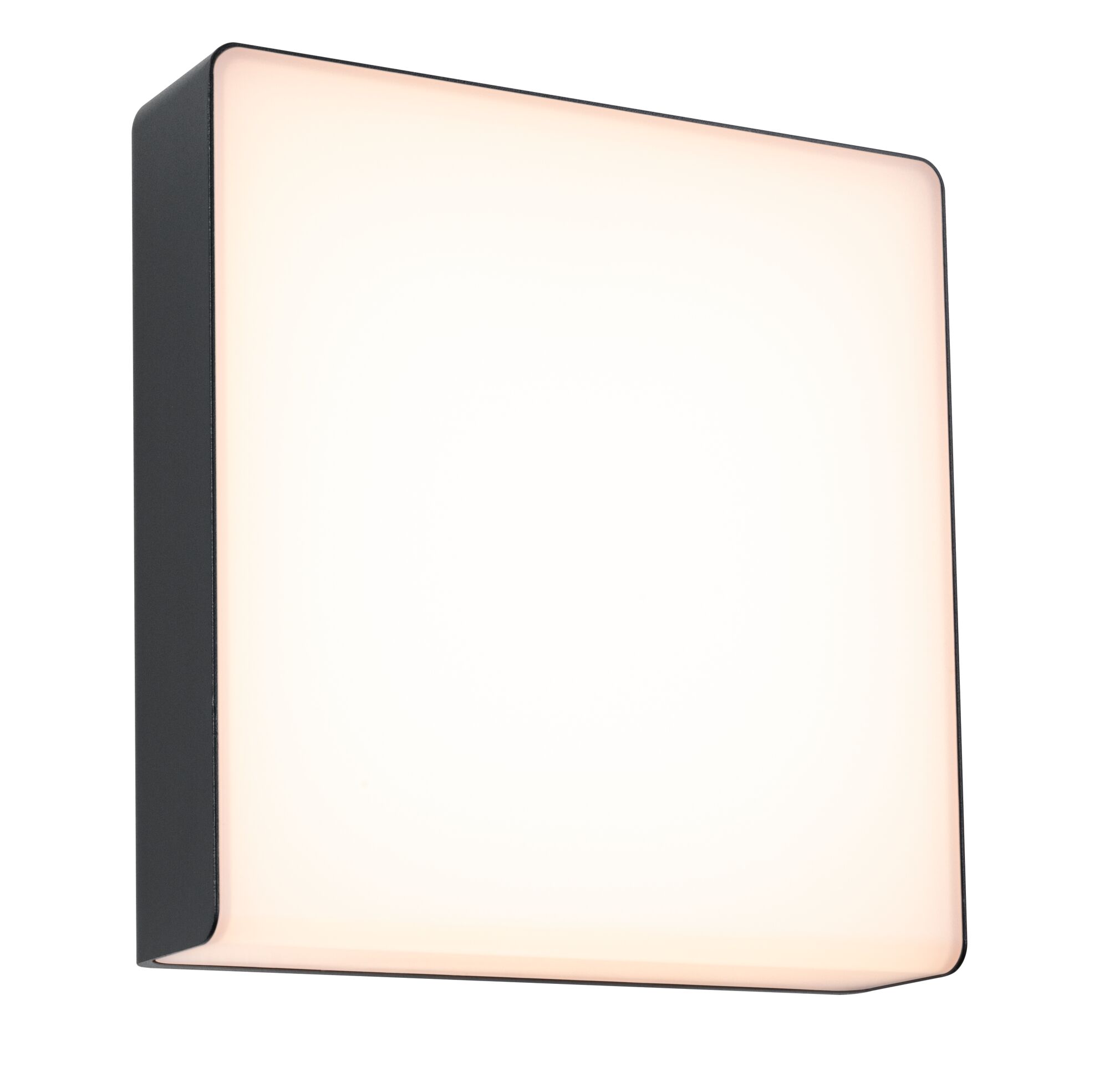 Square black LED wall light with warm white illumination for modern indoor lighting