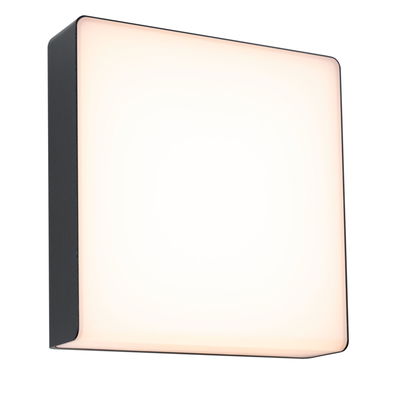 Square black LED wall light with warm white illumination for modern indoor lighting