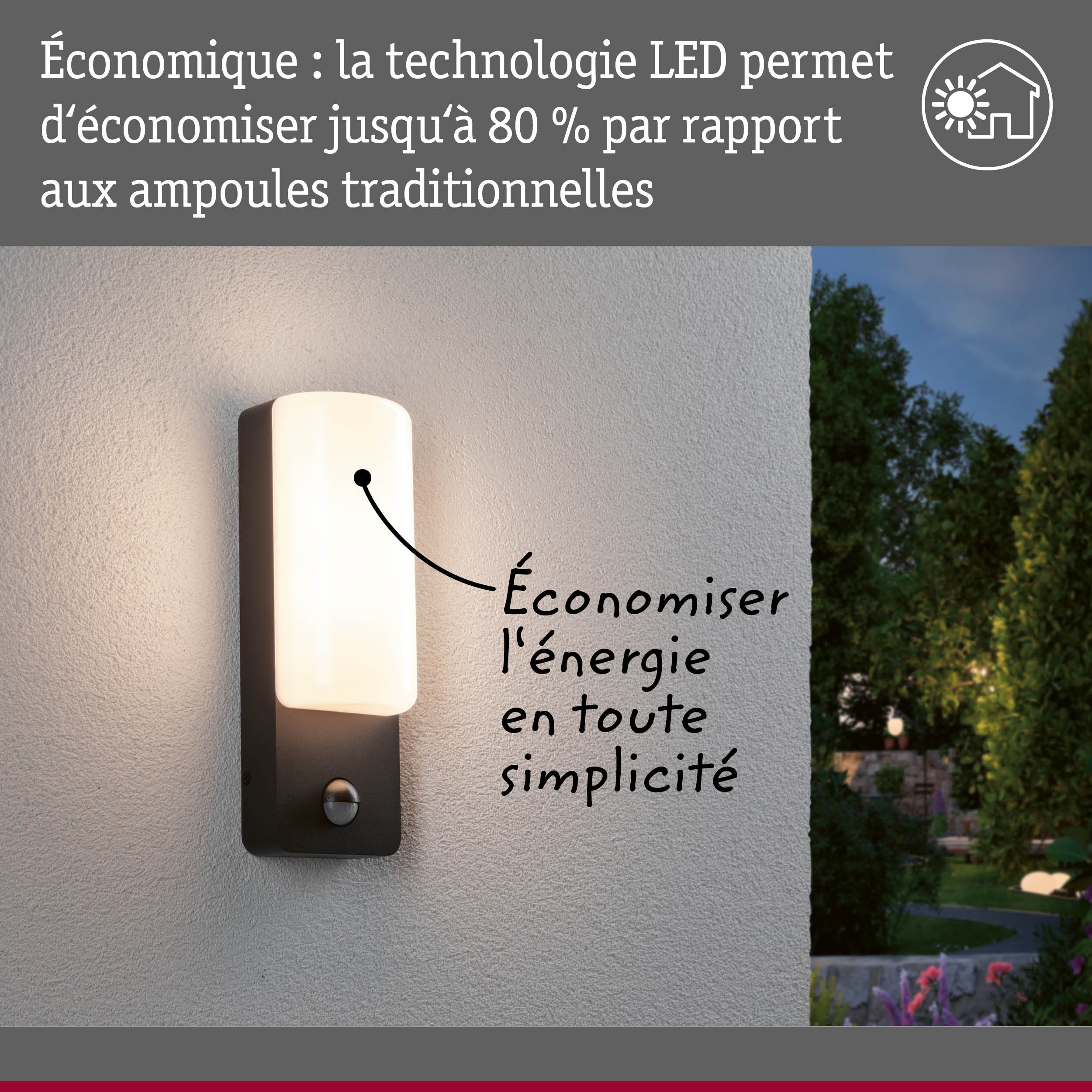 Applique murale extérieure LED noire et blanche moderne avec technologie économique pour éclairage de jardin