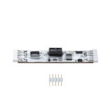 Electronic LED connector board with white plugs and five gold pins for lighting technology