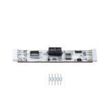 Electronic LED connector board with white plugs and five gold pins for lighting technology