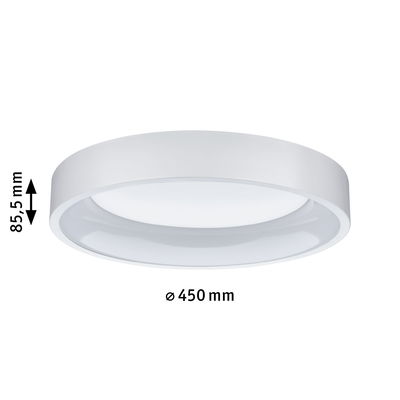 Round white ceiling light made of plastic with 450 mm diameter and 85.5 mm height for living spaces