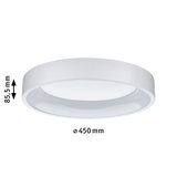Round white ceiling light made of plastic with 450 mm diameter and 85.5 mm height for living spaces