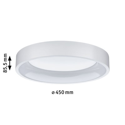 Plafonnier rond blanc en plastique de 450 mm de diamètre et 85,5 mm de hauteur pour pièces à vivre