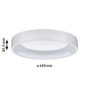 Round white plastic ceiling light with 450 mm diameter and 85.5 mm height