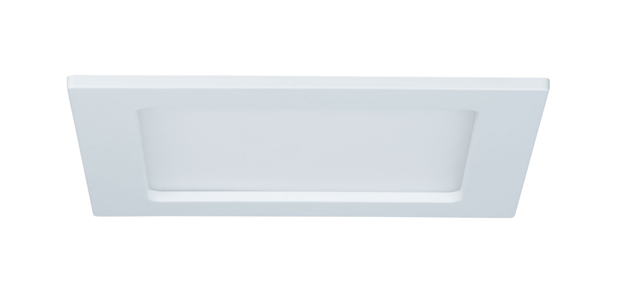 Rectangular white LED recessed light with matte plastic diffuser for modern room lighting