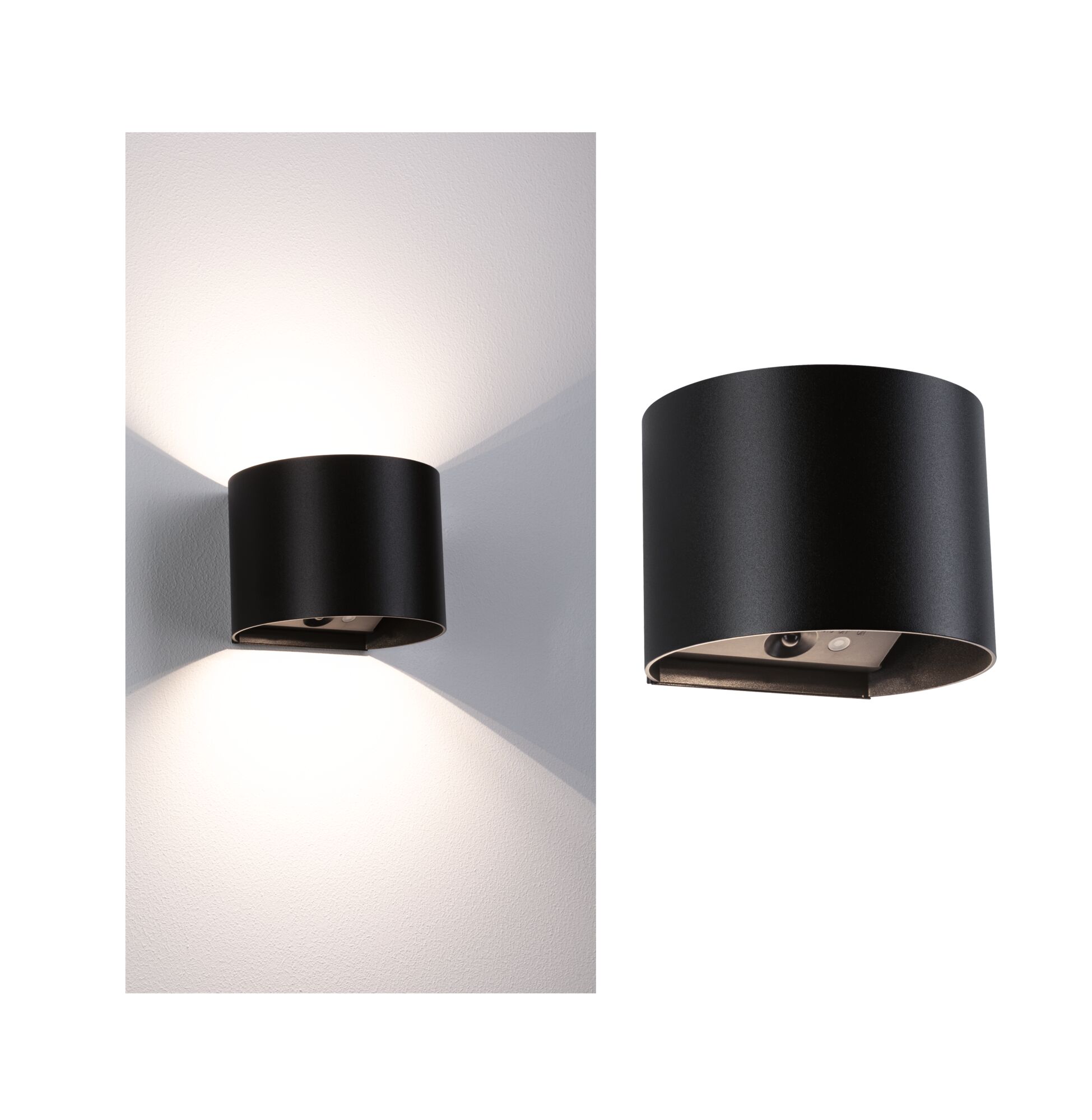 Lampe murale rechargeable à LED Nyora IP44 3000K 135x120mm 2x1W Noir Lampe murale rechargeable à LED Nyora IP44 3000K 135x120mm 2x1W Noir