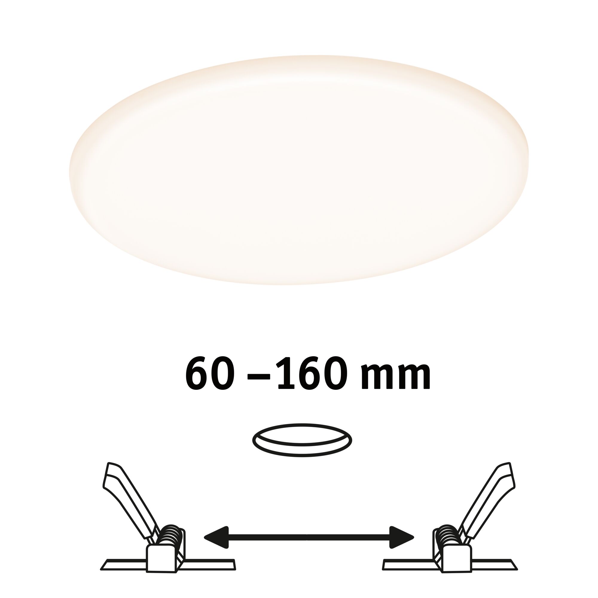 Round white LED ceiling light with adjustable distance from 60 to 160 mm for modern lighting