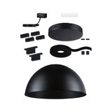 Schwarzes Metall-Lampenschirm-Set mit Montagezubehör für moderne LED-Deckenleuchten.